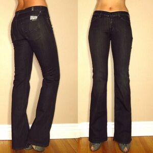 7 For All Mankind Black Bootcut Mid-Rise Waist
Jeans Y2K vintage Blue Crystal